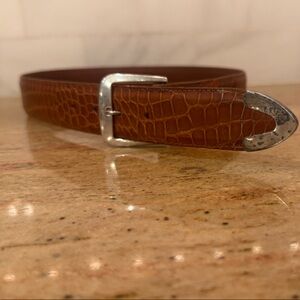 Shant Peter Brown Genuine Alligator Women’s Belt with Sterling Silver Buckle